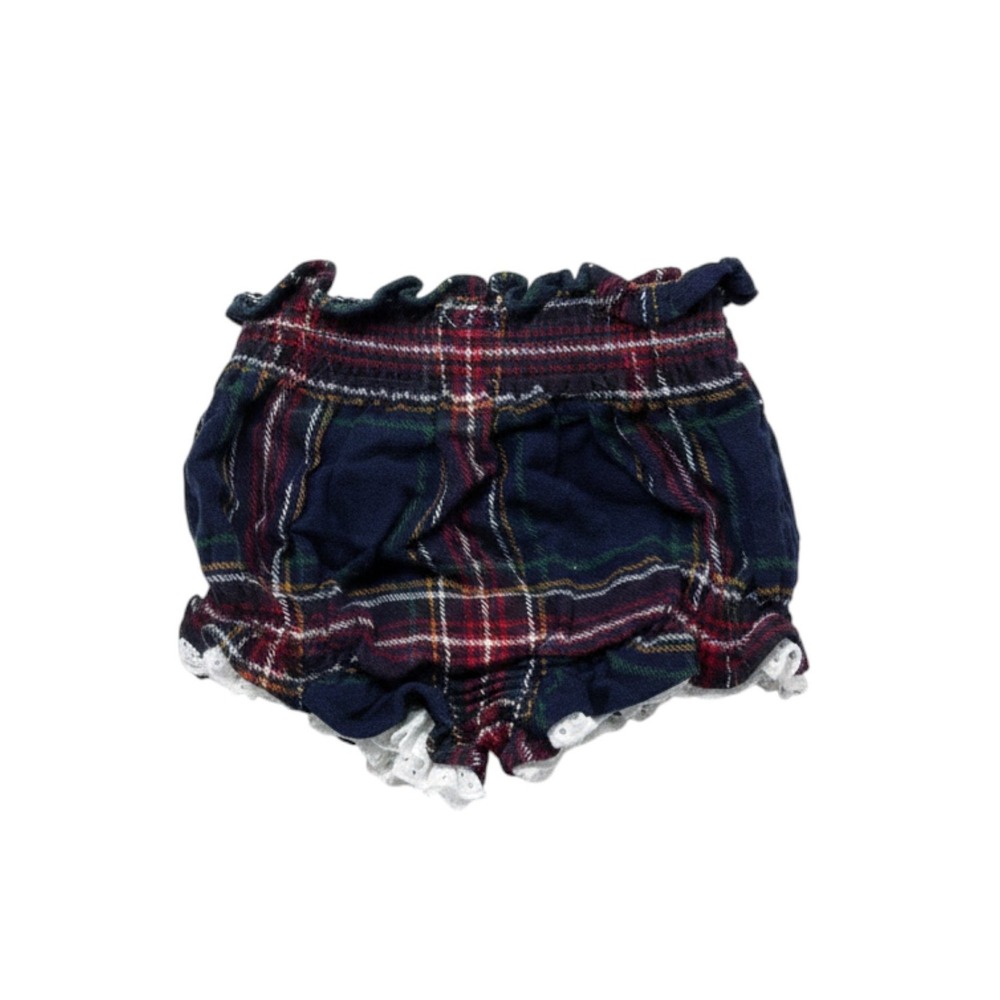 Edgehill Collection Baby Tartan Plaid Bloomers Diaper Cover Navy Red Lace 12M